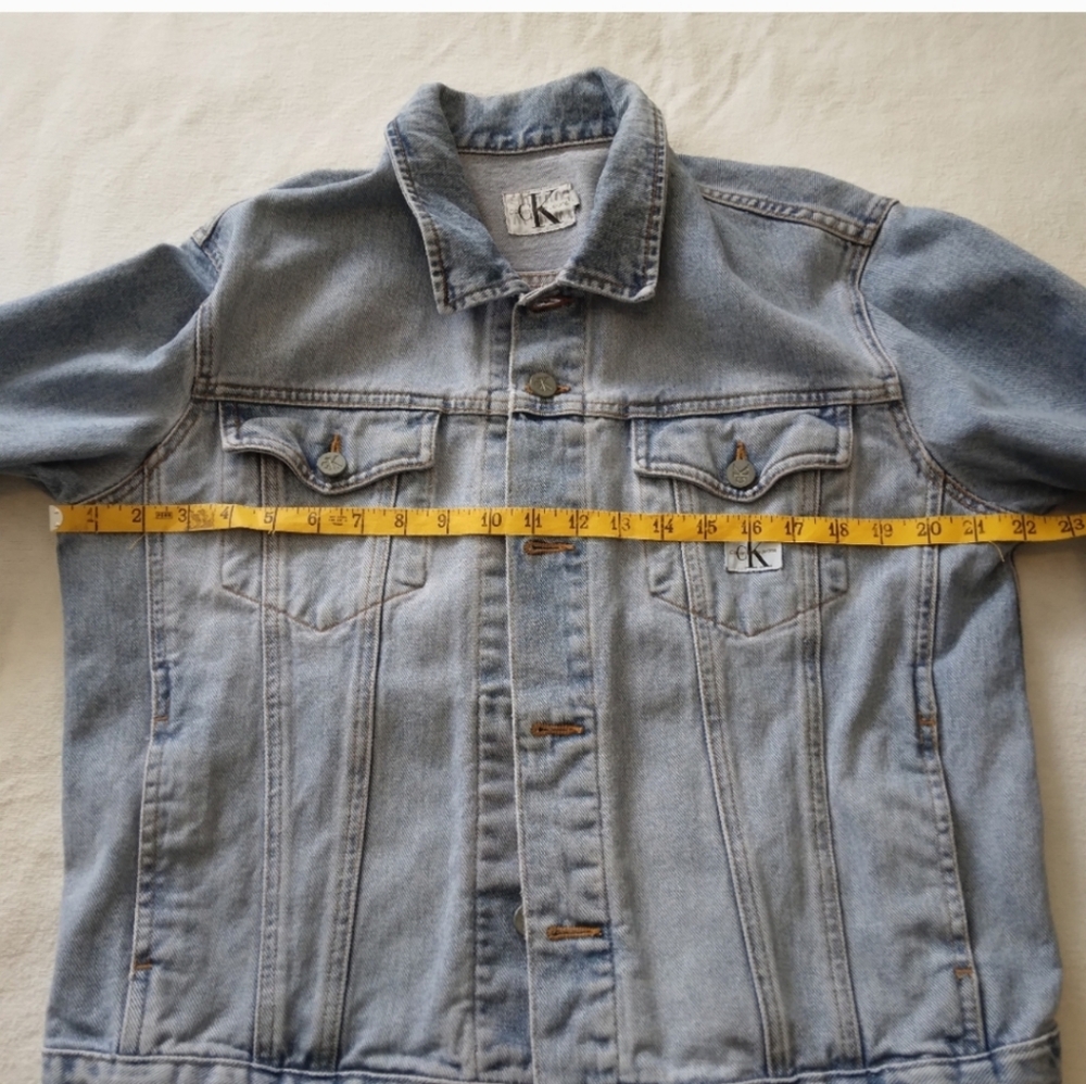 VTG 90s Women's Size Large Calvin Klein Jean Jacket Blue Pockets - Picture 7 of 8